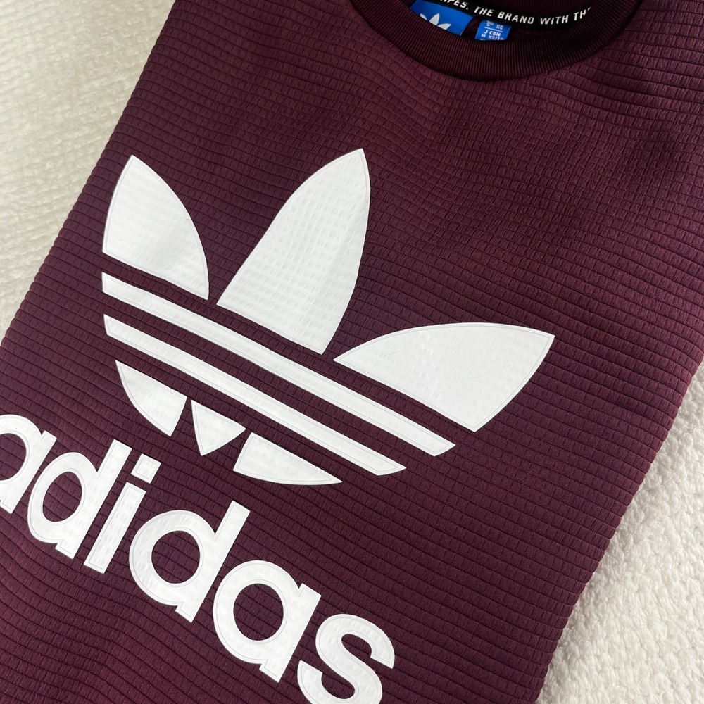 Adidas‎ Trefoil Burgundy Pullover Sweatshirt Stripes Bottom XS